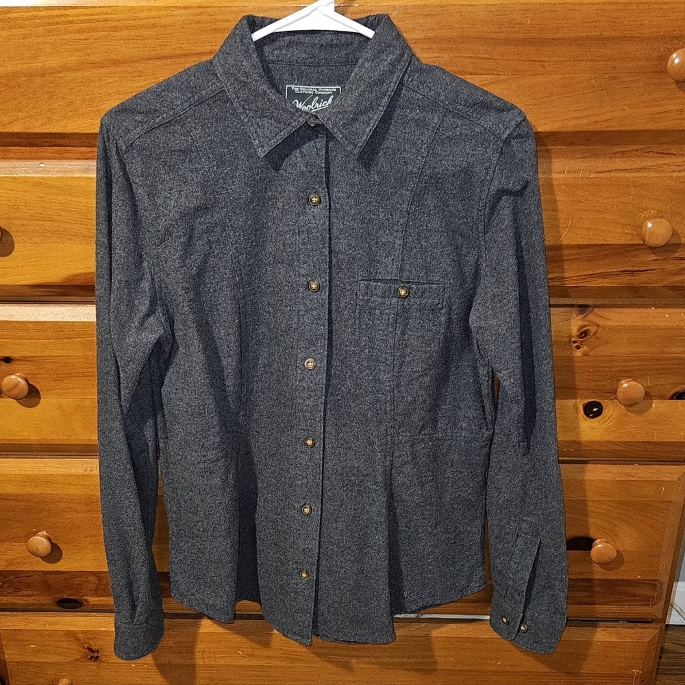 Women's Woolrich Charcoal Heather Flannel Shirt Size M
